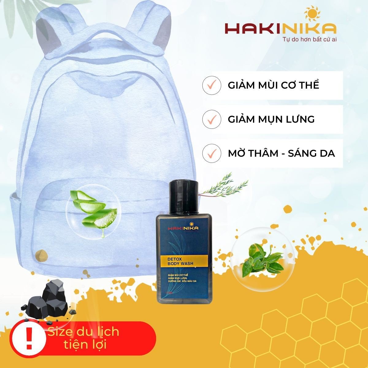 Sữa tắm ngăn mùi cơ thể, giảm mụn lưng HAKINIKA (120ml)